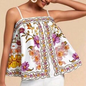 Amazon White and Cream Embellished Camisole Top